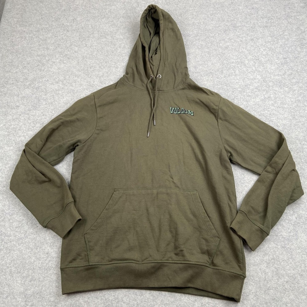 Volcom Hoodie Mens Medium Green Pullover Fleece Mushroom Graphic Sweatshirt